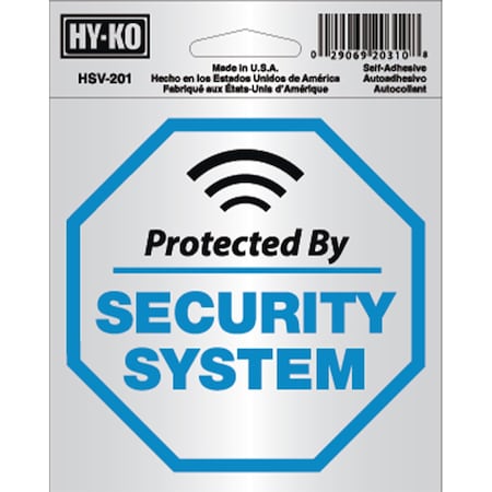 Hy-Ko 4X4In Self-Adhesive Security System Sign 4" x 4", 6PK A20310